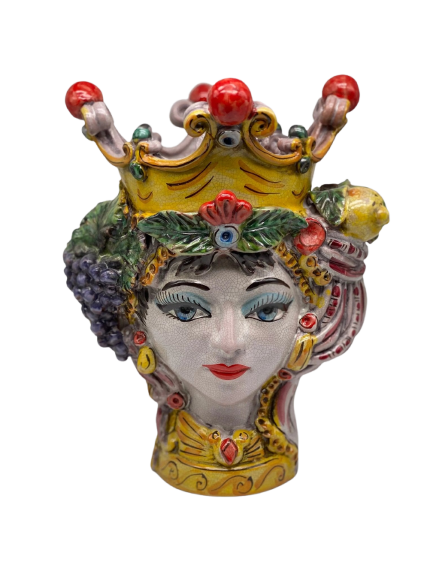 Teste di Moro Classica Ceramica Caltagirone cm H.33 L.23 Artigianale Craquelé - DD CERAMICHE SICILIANE