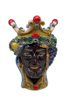 Teste di Moro Classica Ceramica Caltagirone cm H.33 L.23 Artigianale Craquelé - DD CERAMICHE SICILIANE