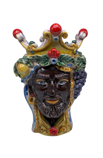 Teste di Moro Classica Ceramica Caltagirone cm H.33 L.23 Artigianale Craquelé - DD CERAMICHE SICILIANE