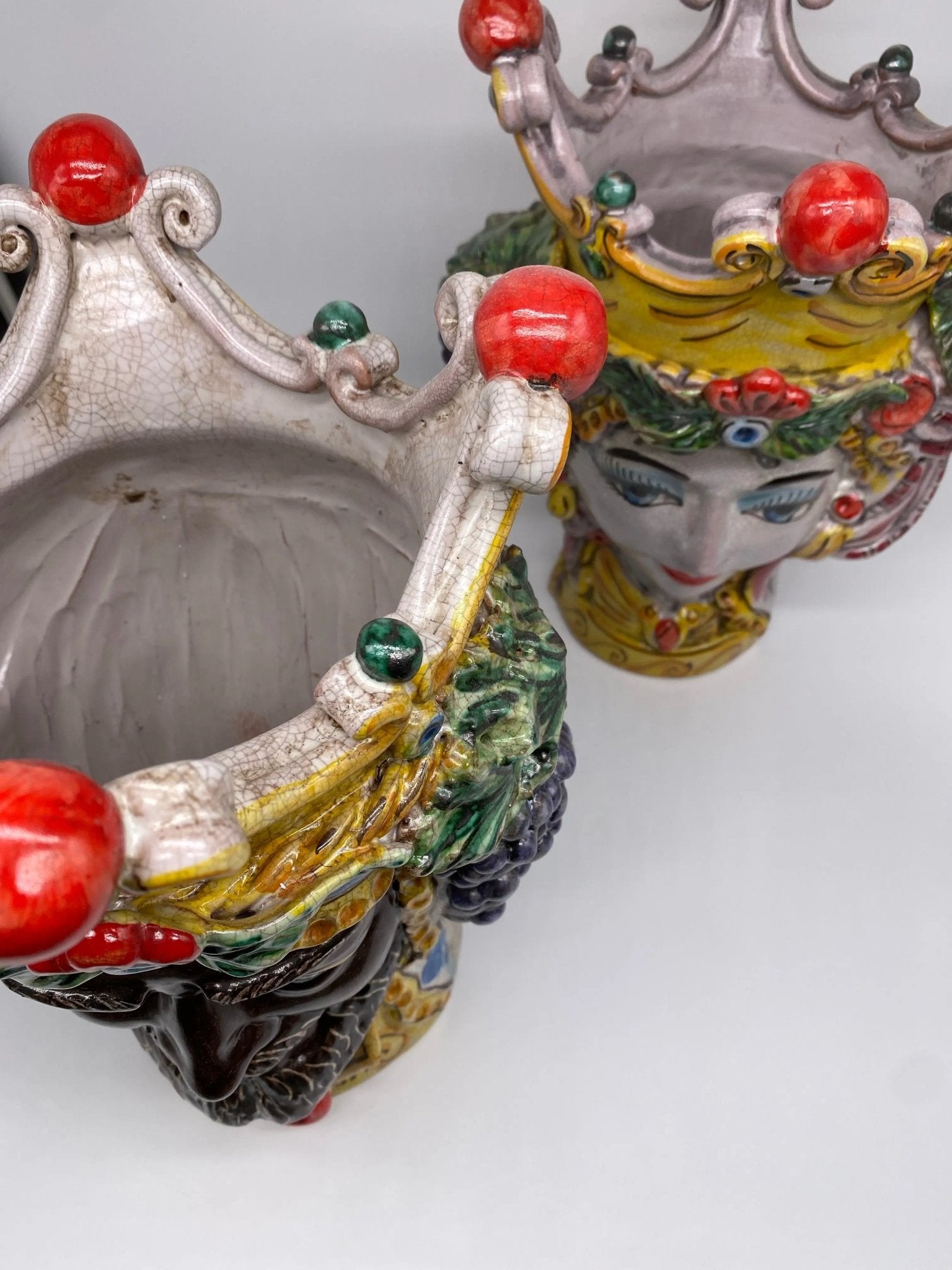 Teste di Moro Classica Ceramica Caltagirone cm H.33 L.23 Artigianale Craquelé - DD CERAMICHE SICILIANE