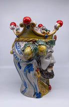 Teste di Moro Classica Ceramica Caltagirone cm H.33 L.23 Artigianale Craquelé - DD CERAMICHE SICILIANE