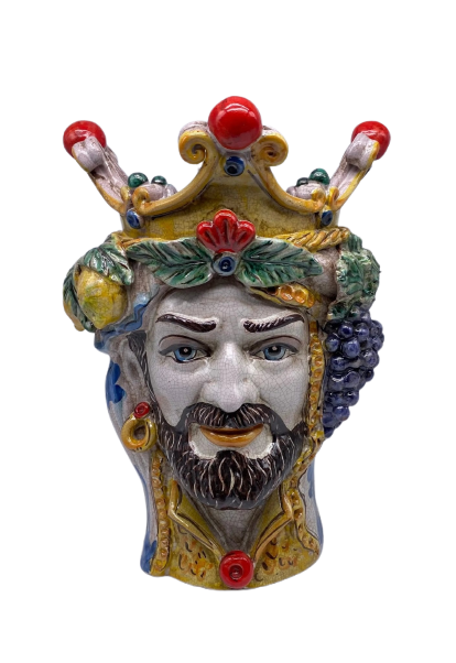 Teste di Moro Classica Ceramica Caltagirone cm H.33 L.23 Artigianale Craquelé - DD CERAMICHE SICILIANE