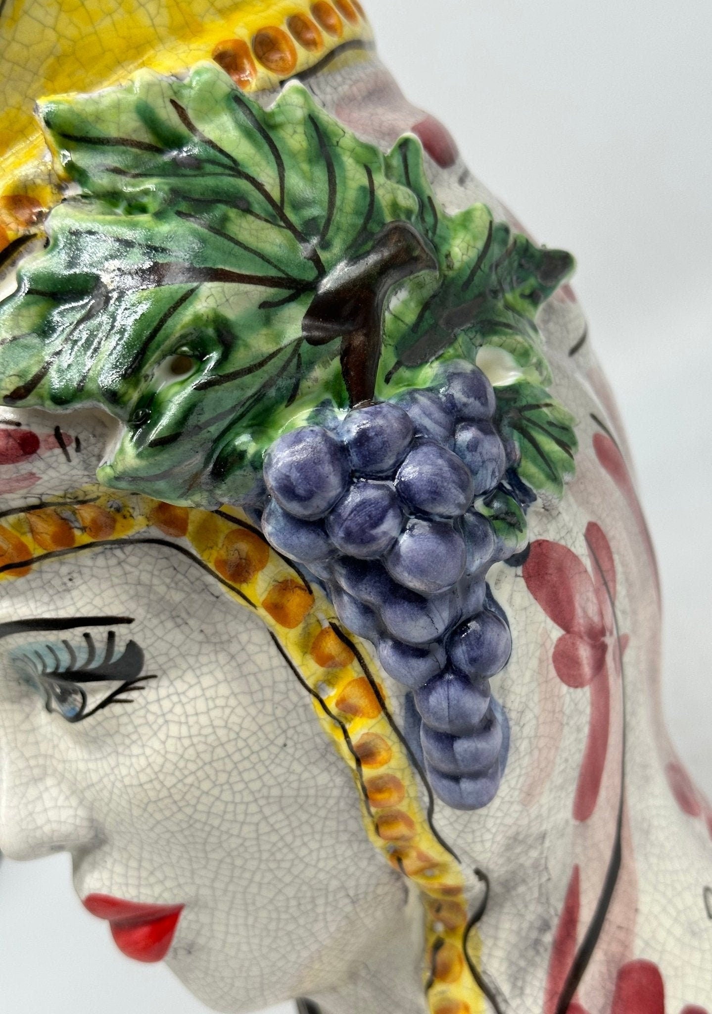 Teste di Moro Classica Corona Sfere Ceramica Caltagirone cm H.30 L.20 Craquelé - DD CERAMICHE SICILIANE