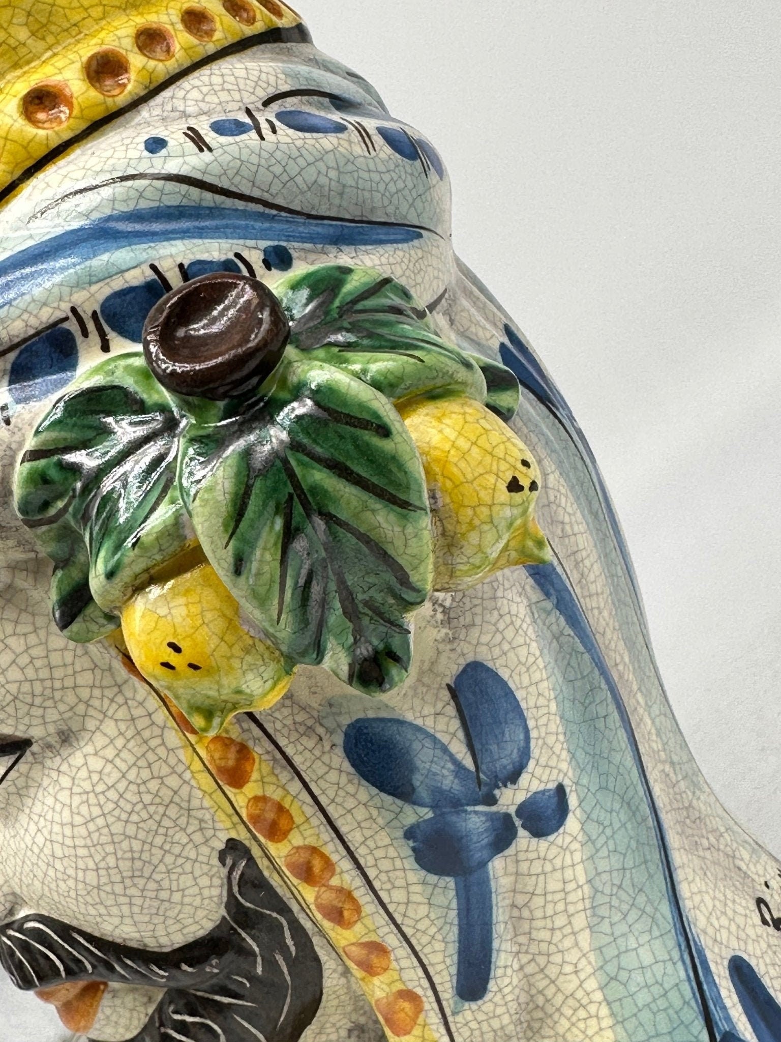 Teste di Moro Classica Corona Sfere Ceramica Caltagirone cm H.30 L.20 Craquelé - DD CERAMICHE SICILIANE