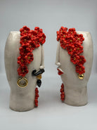 Teste di Moro Contempus Fiori Ceramica Caltagirone cm H.33 L.18 Artigianale - TESTE DI MORO