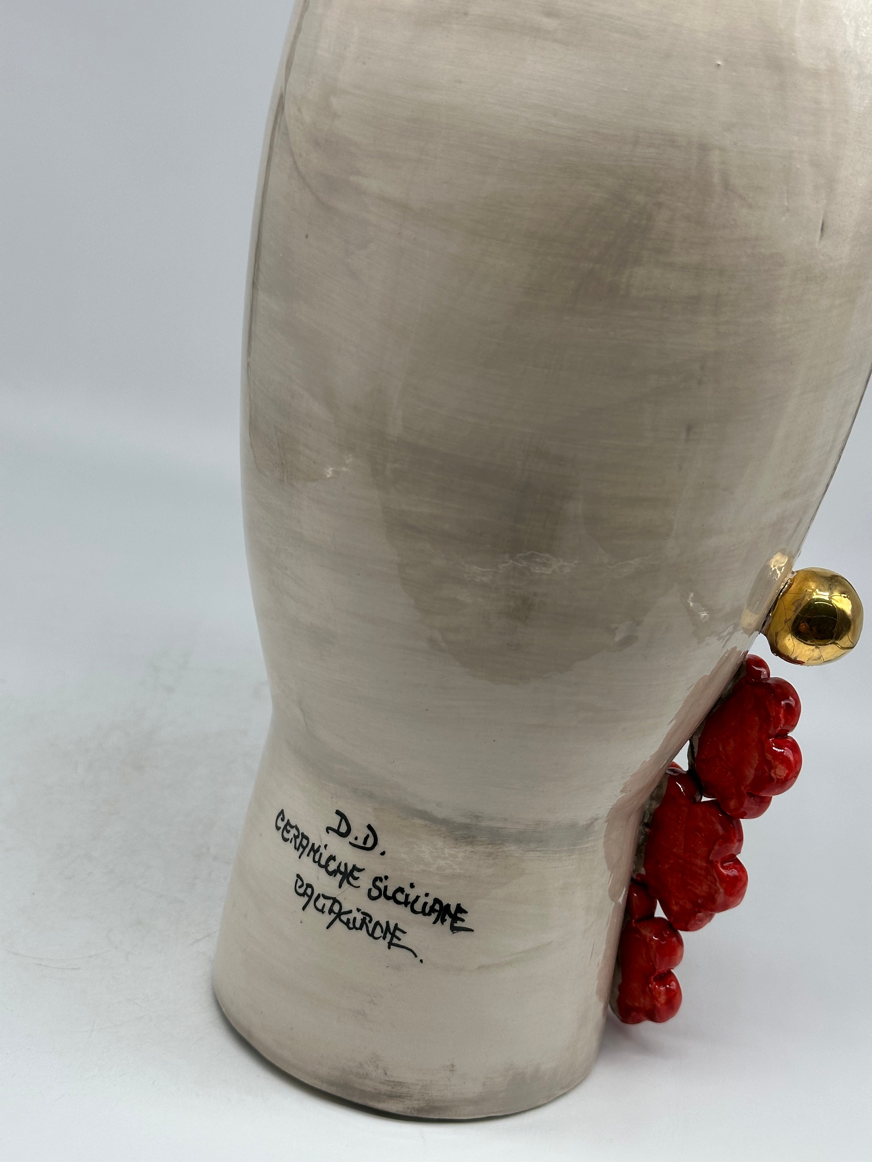 Teste di Moro Contempus Fiori Ceramica Caltagirone cm H.33 L.18 Artigianale - TESTE DI MORO