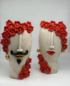 Teste di Moro Contempus Fiori Ceramica Caltagirone cm H.33 L.18 Artigianale - TESTE DI MORO