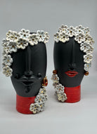 Teste di Moro Contempus Opaco Fiori Ceramica Caltagirone cm H.33 L.18 Artigianale - TESTE DI MORO