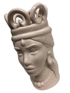 Teste di Moro Corona Ceramica Caltagirone cm H.15 L.7 Artigianale Colore Bianco - DD CERAMICHE SICILIANE