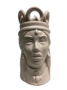 Teste di Moro Corona Ceramica Caltagirone cm H.15 L.7 Artigianale Colore Bianco - DD CERAMICHE SICILIANE