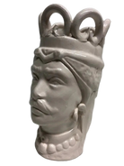 Teste di Moro Corona Ceramica Caltagirone cm H.15 L.7 Artigianale Colore Bianco - DD CERAMICHE SICILIANE