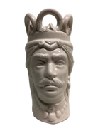 Teste di Moro Corona Ceramica Caltagirone cm H.15 L.7 Artigianale Colore Bianco - DD CERAMICHE SICILIANE