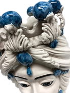 Teste di Moro Corona Ceramica Caltagirone cm H.30 L.20 Artigianale Sfere Blu - DD CERAMICHE SICILIANE