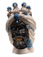 Teste di Moro Corona Ceramica Caltagirone cm H.30 L.20 Artigianale Sfere Blu - DD CERAMICHE SICILIANE