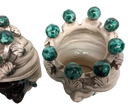 Teste di Moro Corona Ceramica Caltagirone cm H.30 L.20 Artigianale Sfere Verde - DD CERAMICHE SICILIANE