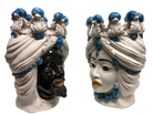 Teste di Moro Corona Ceramica Caltagirone cm H.30 L.20 Artigianale Sfere Blu - DD CERAMICHE SICILIANE