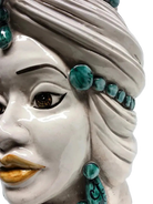 Teste di Moro Corona Ceramica Caltagirone cm H.30 L.20 Artigianale Sfere Verde - DD CERAMICHE SICILIANE