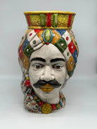 Teste di Moro Saturno Ceramica Caltagirone cm H.37 L.22 Artigianale Decoro “Carretto” DD CERAMICHE SICILIANE