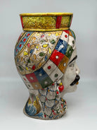 Teste di Moro Saturno Ceramica Caltagirone cm H.37 L.22 Artigianale Decoro “Carretto” DD CERAMICHE SICILIANE