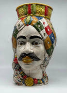 Teste di Moro Saturno Ceramica Caltagirone cm H.37 L.22 Artigianale Decoro “Carretto” DD CERAMICHE SICILIANE