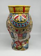 Teste di Moro Saturno Ceramica Caltagirone cm H.37 L.22 Artigianale Decoro “Carretto” DD CERAMICHE SICILIANE