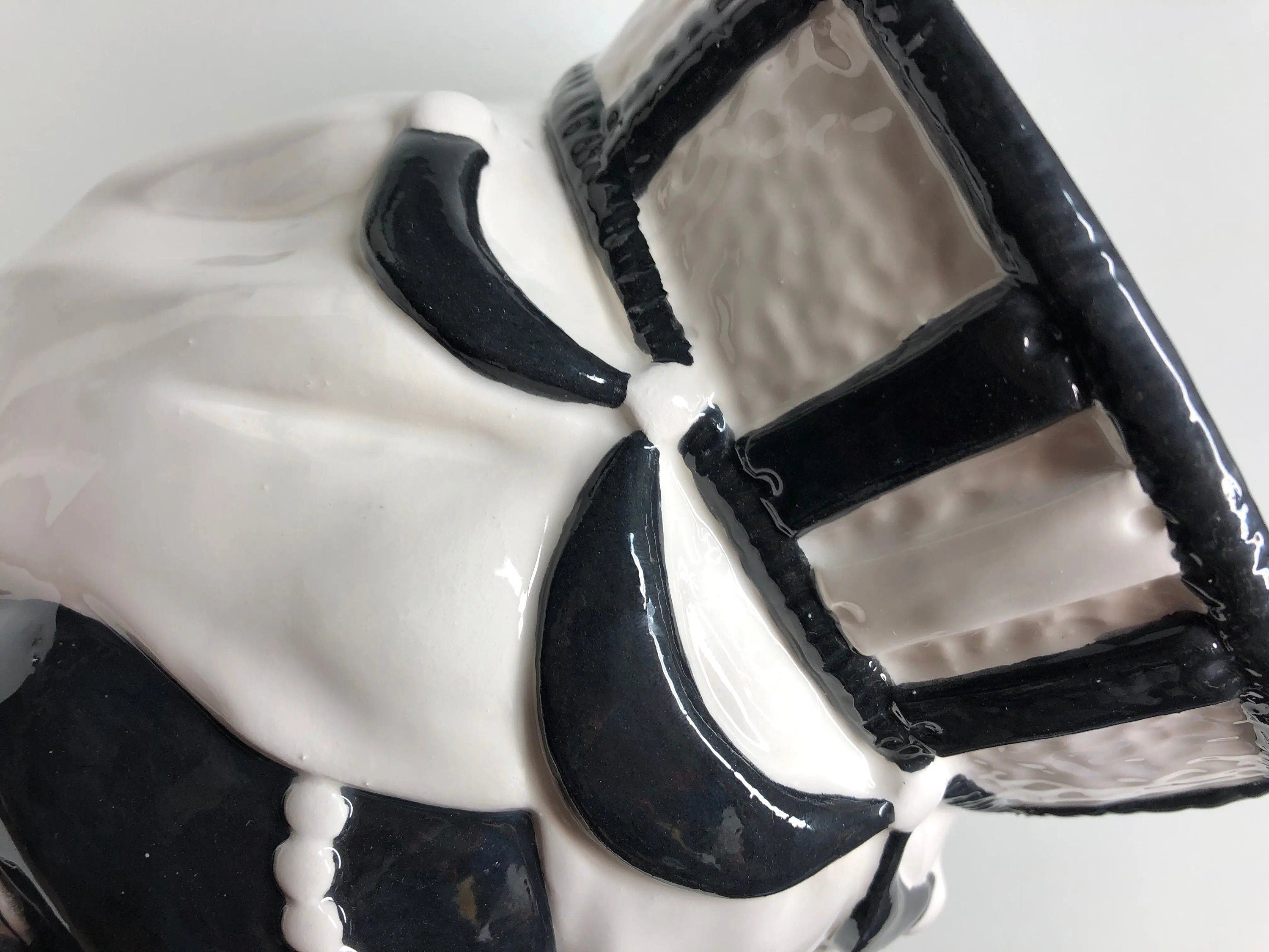 Teste di Moro Corona Retta Ceramica Caltagirone cm H.38 L.24 Artigianale Bianco Nero DD CERAMICHE SICILIANE