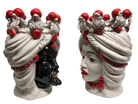 Teste di Moro Corona Sfere Rosso Ceramica Caltagirone cm H.30 L.20 Artigianale - DD CERAMICHE SICILIANE