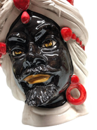 Teste di Moro Corona Sfere Rosso Ceramica Caltagirone cm H.30 L.20 Artigianale - DD CERAMICHE SICILIANE