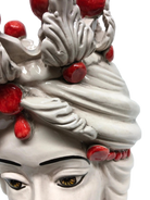 Teste di Moro Corona Sfere Rosso Ceramica Caltagirone cm H.30 L.20 Artigianale - DD CERAMICHE SICILIANE