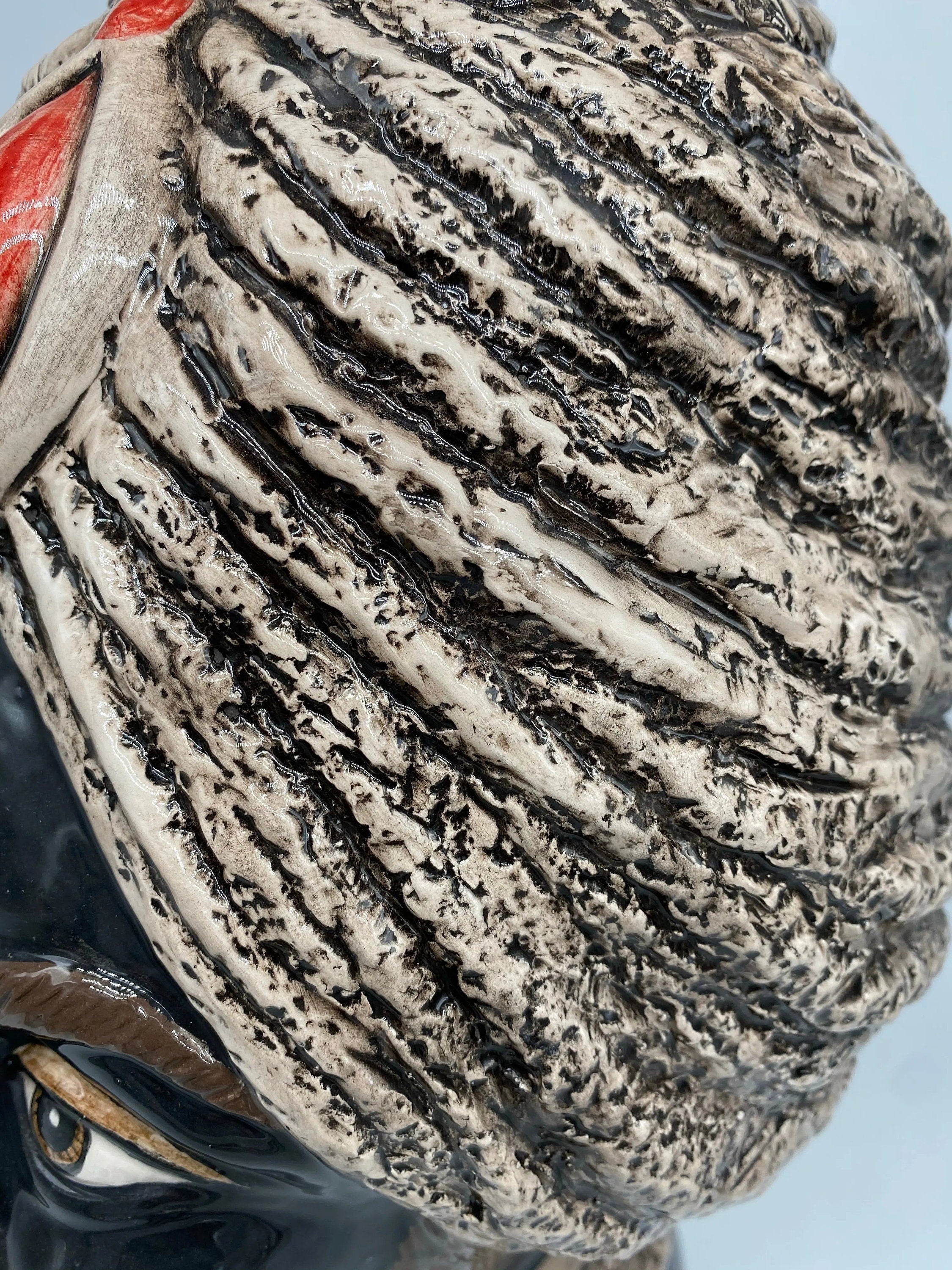 Teste di Moro Demetra Ceramica Caltagirone cm H.40 L.22 Artigianale Écru Rosso DD CERAMICHE SICILIANE