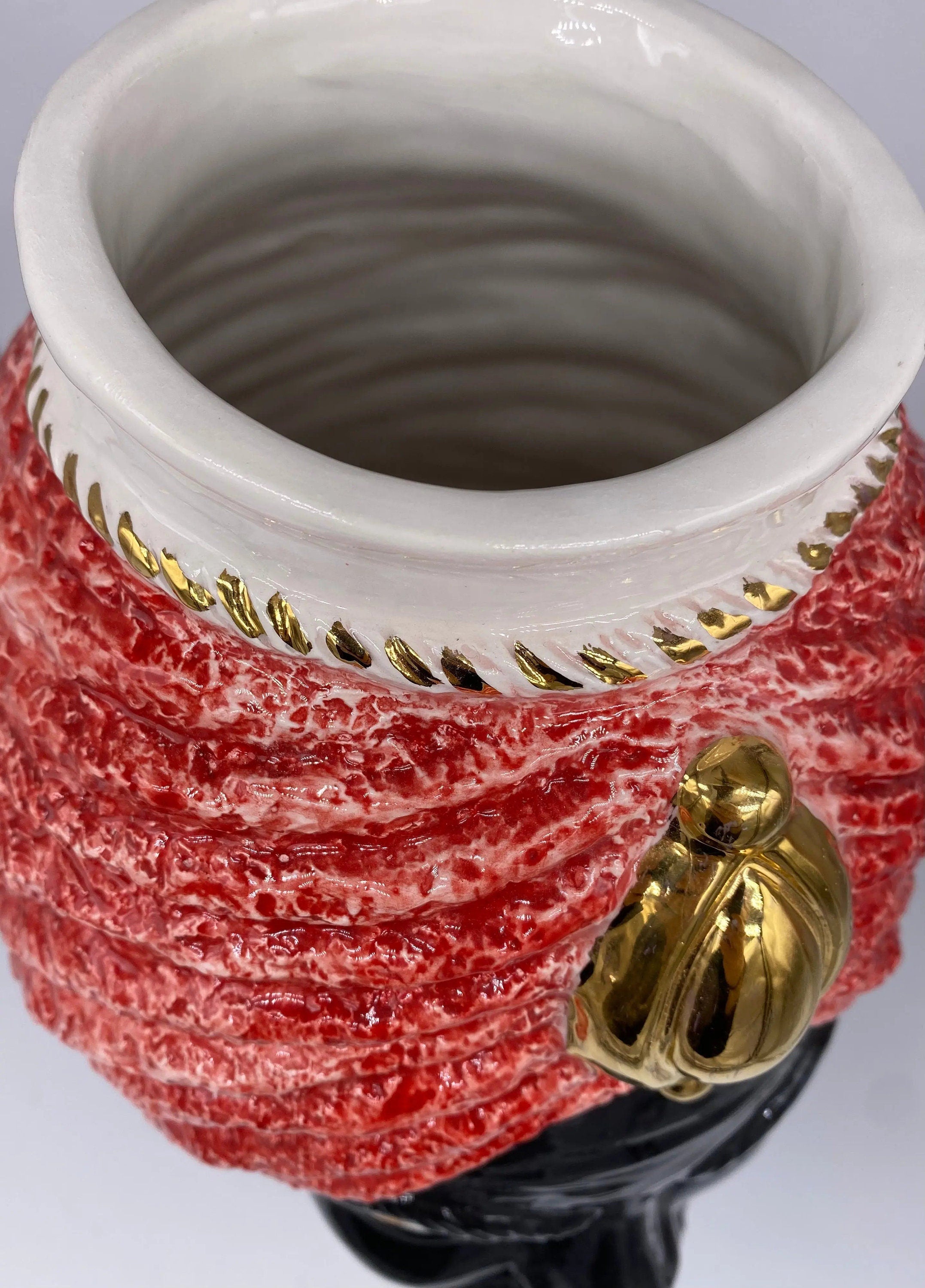 Teste di Moro Demetra Ceramica Caltagirone cm H.40 L.22 Artigianale Rosso Oro DD CERAMICHE SICILIANE