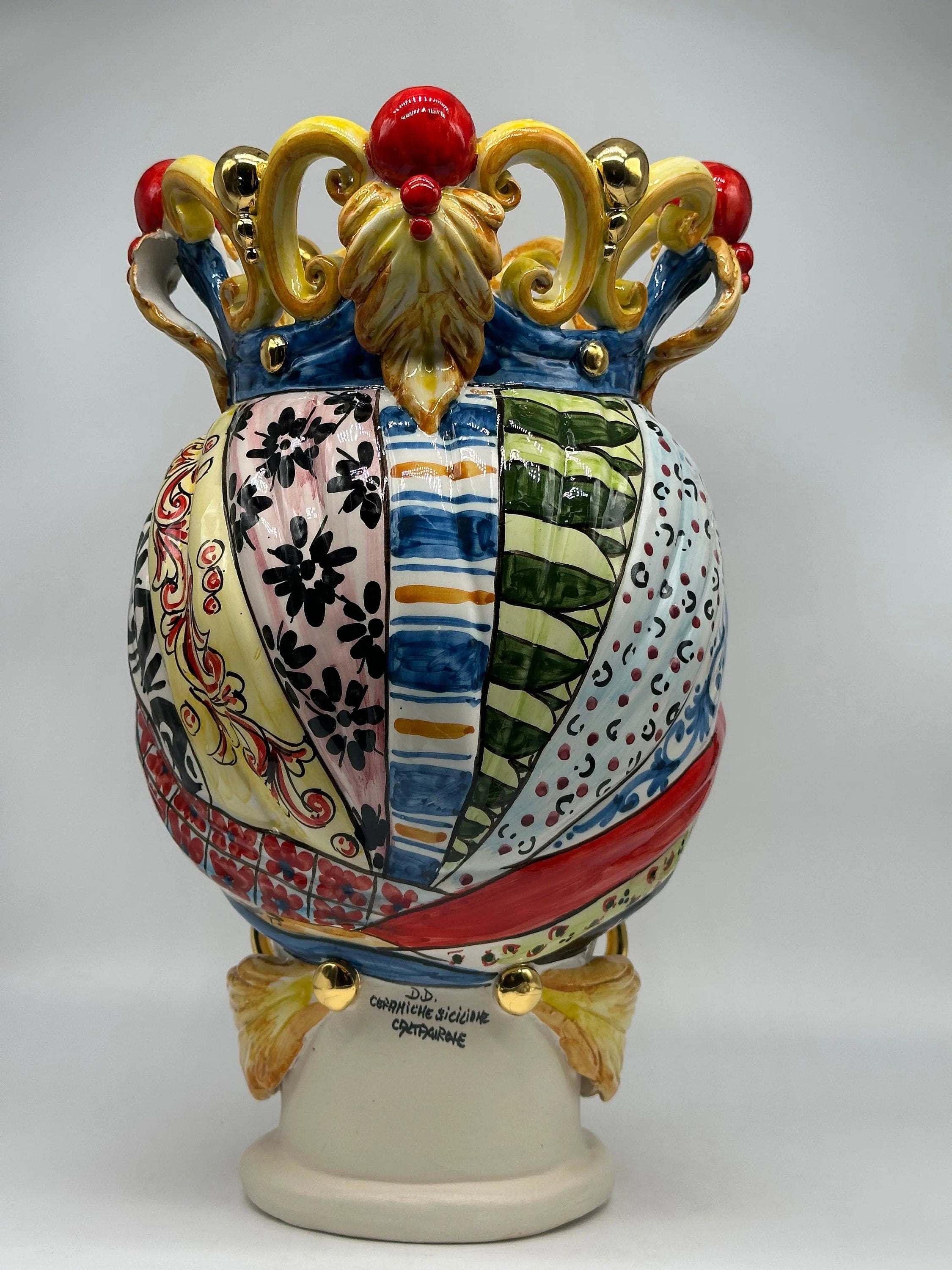 Teste di Moro Diana “Carretto” Ceramica Caltagirone cm H.40 L.25 Artigianale DD CERAMICHE SICILIANE