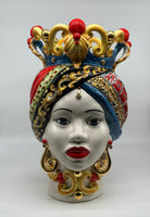 Teste di Moro Diana &quot;Carretto&quot; Ceramica Caltagirone cm H.40 L.25 Artigianale