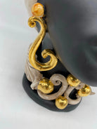 Teste di Moro Diana Ceramica Caltagirone cm H.30 L.20 Artigianale Écru Oro Sfere Ocra DD CERAMICHE SICILIANE
