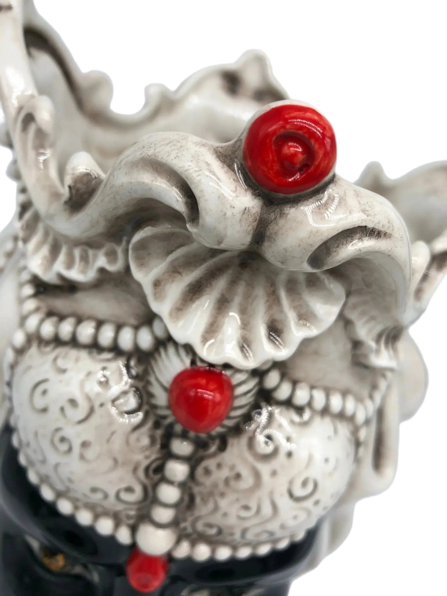 Teste di Moro Emiro Ceramica Caltagirone cm H.30 L.18 Artigianale Écru Sfere Rosso - DD CERAMICHE SICILIANE