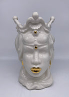 Teste di Moro Emiro Ceramica Caltagirone cm H.30 L.18 Artigianale Bianco e Oro DD CERAMICHE SICILIANE