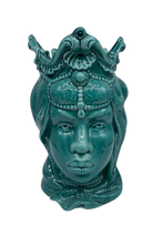 Teste di Moro Emiro Ceramica Caltagirone cm H.30 L.18 Artigianale Verde - DD CERAMICHE SICILIANE