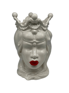 Teste di Moro Emiro Ceramica Caltagirone cm H.30 L.18 Artigianale Bianco Labbra Rosse DD CERAMICHE SICILIANE