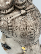 Teste di Moro Emiro Ceramica Caltagirone cm H.30 L.18 Artigianale Écru con dettagli Oro Zecchino DD CERAMICHE SICILIANE