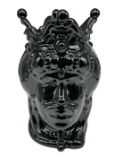 Teste di Moro Emiro Ceramica Caltagirone cm H.30 L.18 Artigianale Nero Lucido DD CERAMICHE SICILIANE
