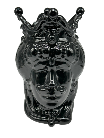 Teste di Moro Emiro Ceramica Caltagirone cm H.30 L.18 Artigianale Nero Lucido DD CERAMICHE SICILIANE
