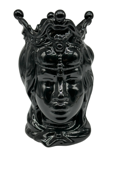 Teste di Moro Emiro Ceramica Caltagirone cm H.30 L.18 Artigianale Nero Lucido DD CERAMICHE SICILIANE