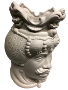 Teste di Moro Emiro Ceramica Caltagirone cm H.30 L.18 Artigianale Bianco Opaco - DD CERAMICHE SICILIANE