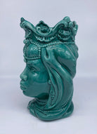 Teste di Moro Emiro Ceramica Caltagirone cm H.30 L.18 Artigianale Verde DD CERAMICHE SICILIANE