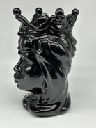 Teste di Moro Emiro Ceramica Caltagirone cm H.30 L.18 Artigianale Nero Lucido DD CERAMICHE SICILIANE