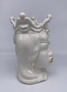 Teste di Moro Emiro Ceramica Caltagirone cm H.30 L.18 Artigianale Bianco e Oro DD CERAMICHE SICILIANE