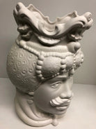 Teste di Moro Emiro Ceramica Caltagirone cm H.30 L.18 Artigianale Bianco Opaco DD CERAMICHE SICILIANE