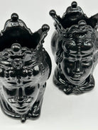 Teste di Moro Emiro Ceramica Caltagirone cm H.30 L.18 Artigianale Nero Lucido DD CERAMICHE SICILIANE