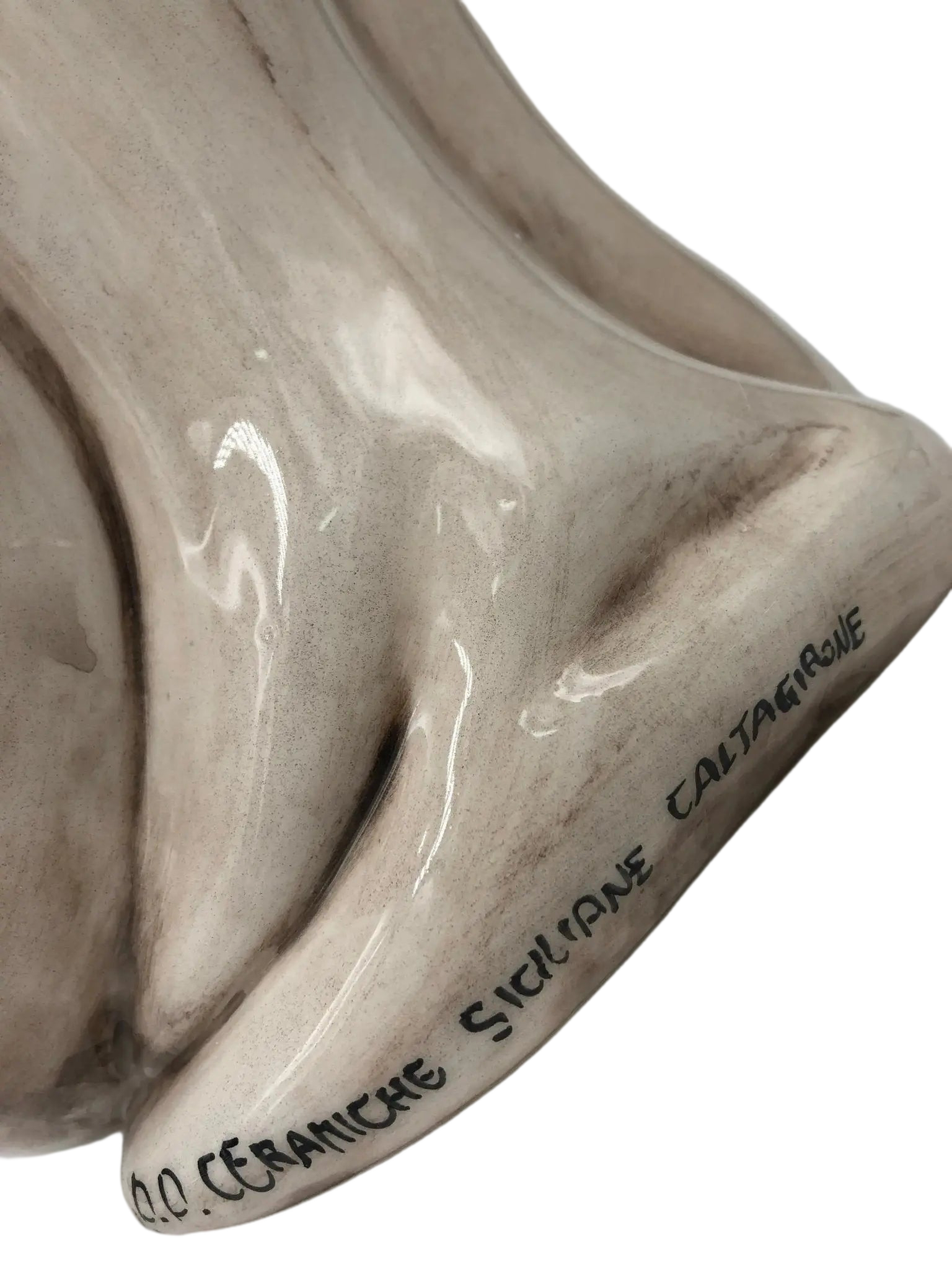 Teste di Moro Emiro Ceramica Caltagirone cm H.38 L.23 Artigianale Écru Sfere Arancio - DD CERAMICHE SICILIANE