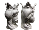 Teste di Moro Emiro Ceramica Caltagirone cm H.45 L.29 Artigianale Bianco - DD CERAMICHE SICILIANE